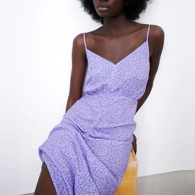 CASUAL BACKLESS A-LINE CAMISOLE MIDI DRESS