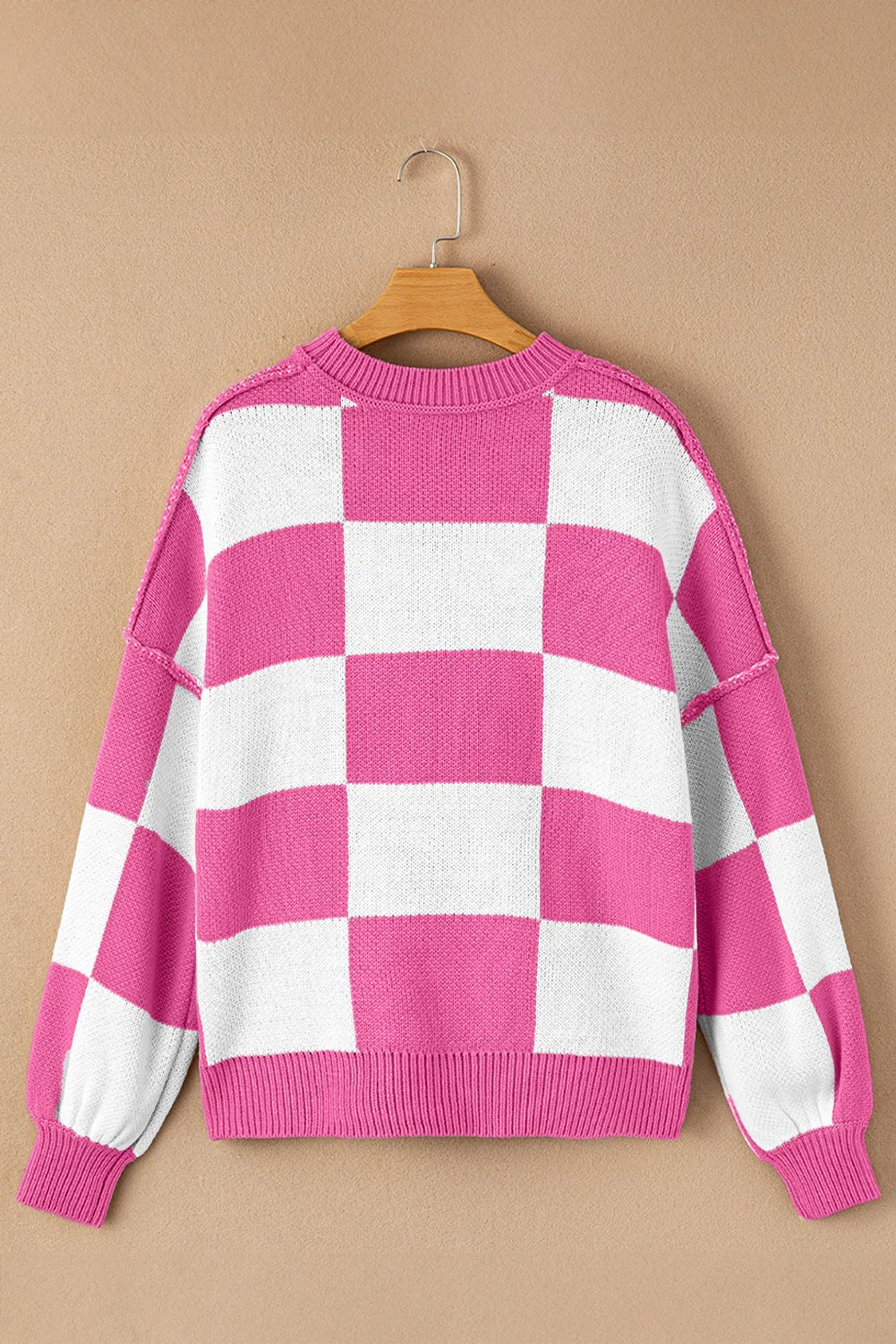 Checkered Bishop Sleeve Sweater