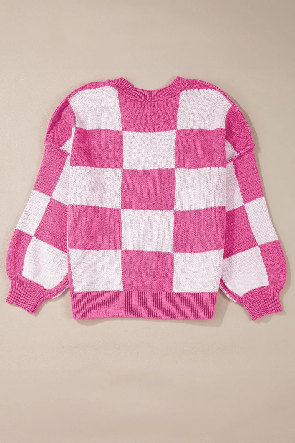 Checkered Bishop Sleeve Sweater