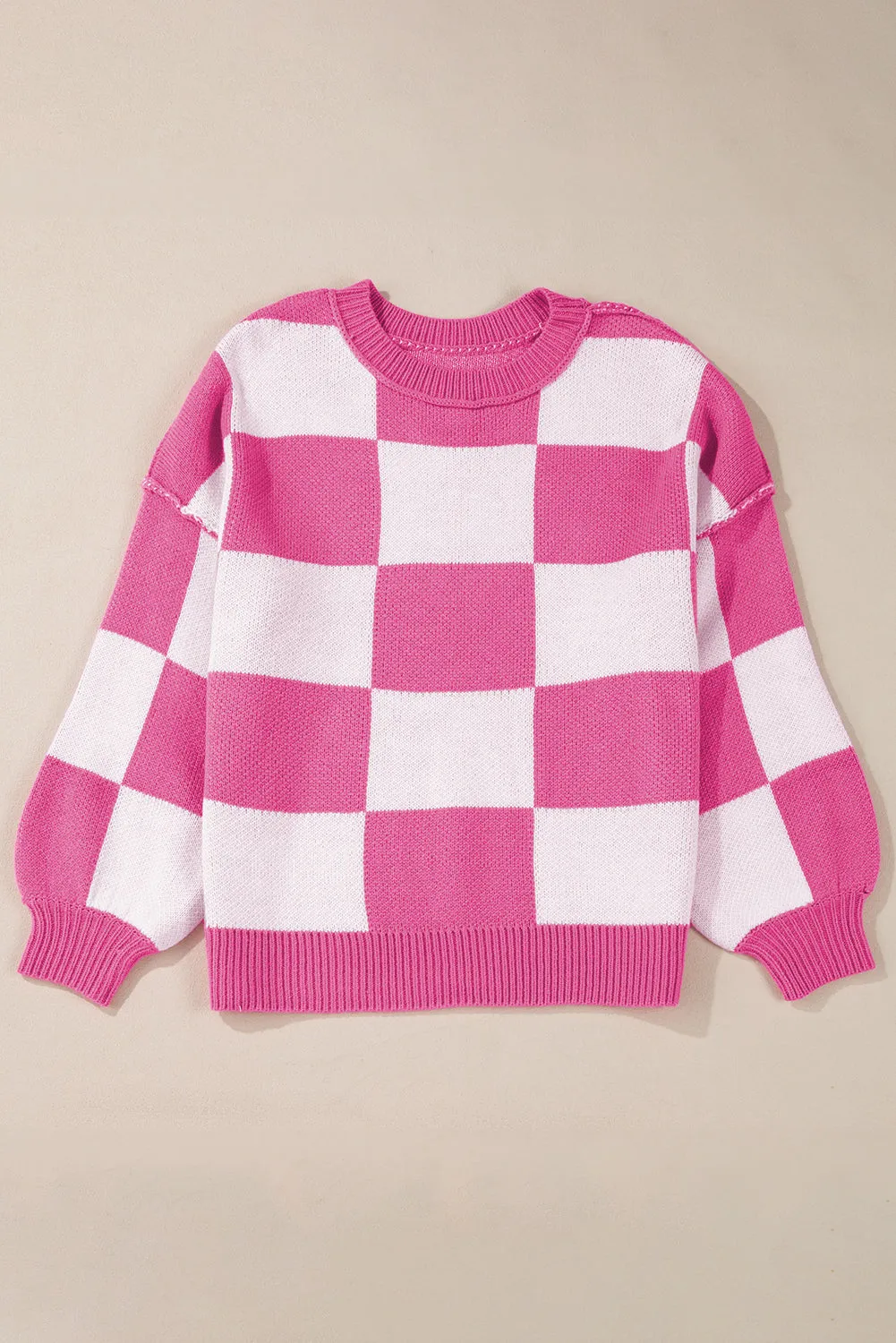 Checkered Bishop Sleeve Sweater