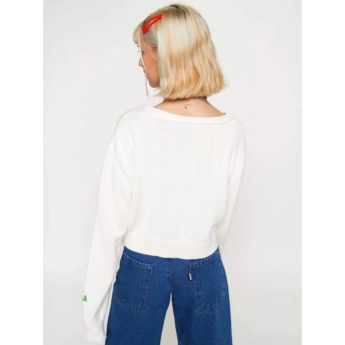 Cherry Embroidered Short Cardigan