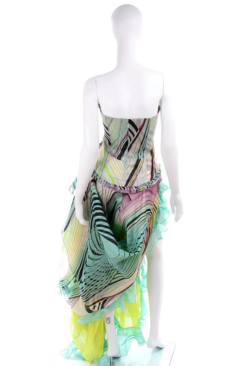 Christian Lacroix Runway 2005 Strapless Silk Ruffled Evening Dress