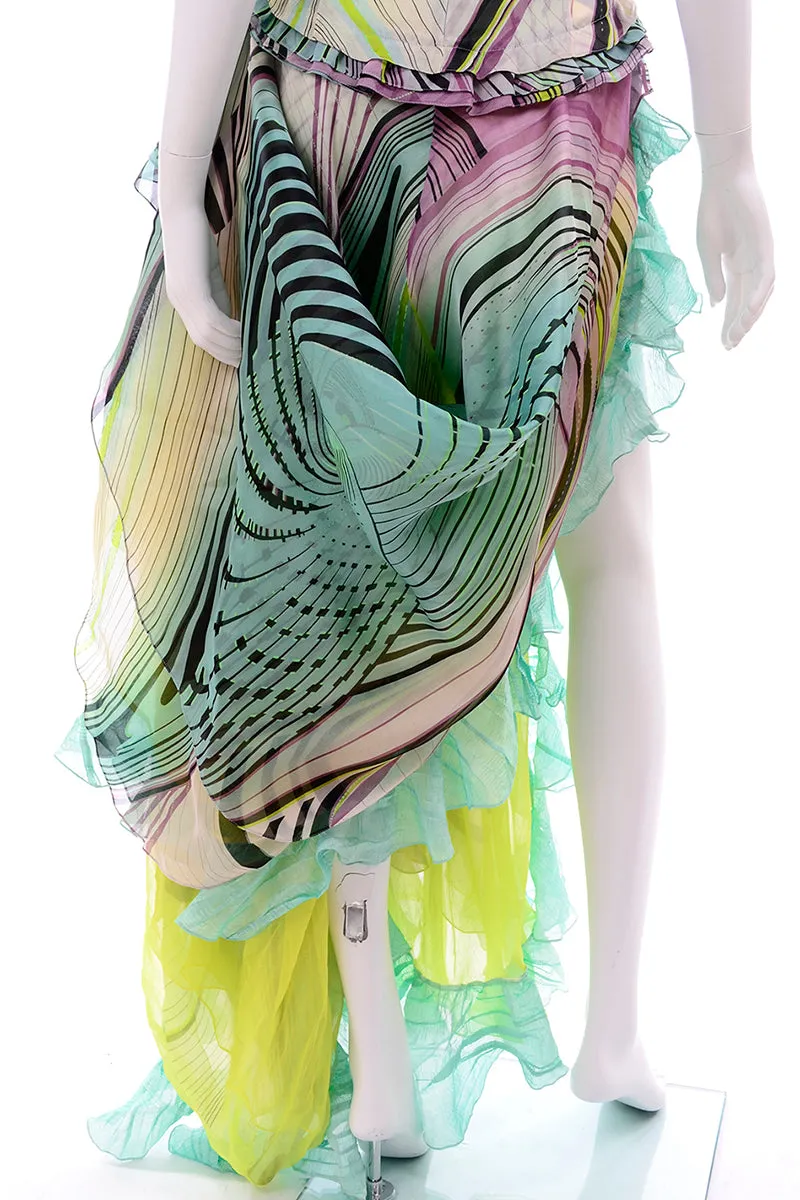 Christian Lacroix Runway 2005 Strapless Silk Ruffled Evening Dress