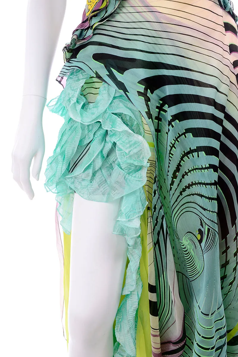 Christian Lacroix Runway 2005 Strapless Silk Ruffled Evening Dress
