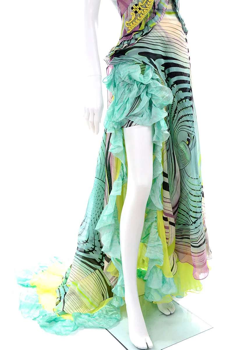 Christian Lacroix Runway 2005 Strapless Silk Ruffled Evening Dress