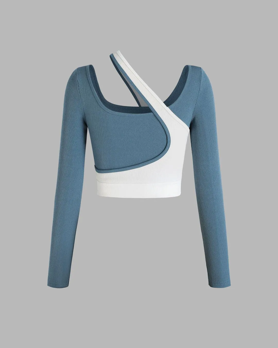 Contrast Trim Blue And White Top