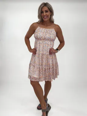 Cordelia Ditsy Floral Tier Dress, Ivory