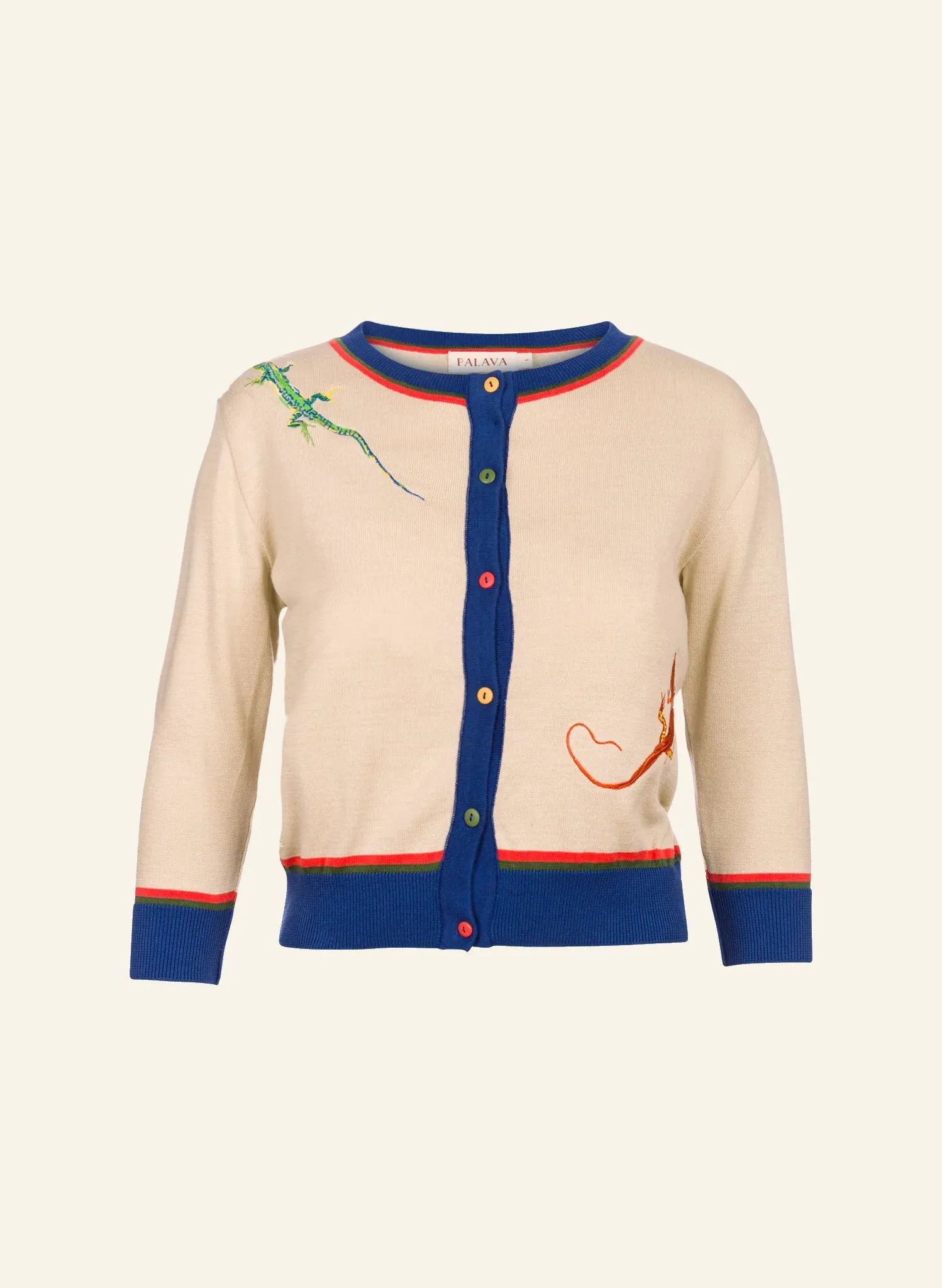 Cream Lizards Vera Cardigan by Palava