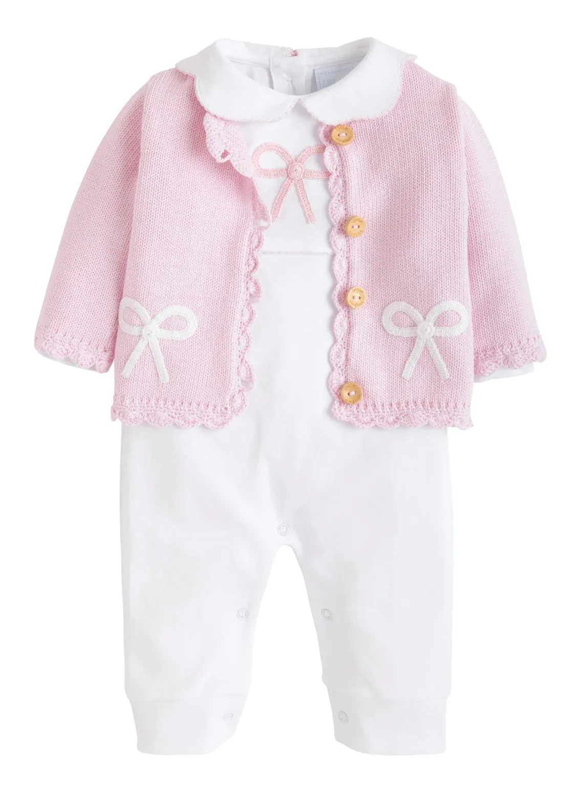 Crochet Cardigan - Pink Bow