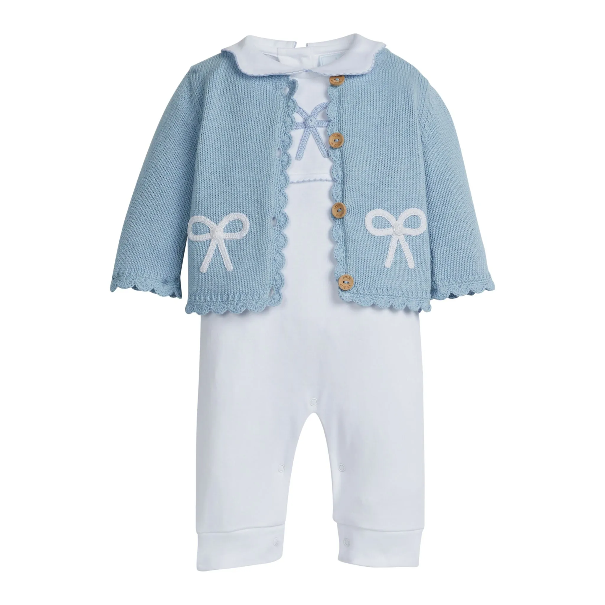 Crochet Playsuit - Blue Bow