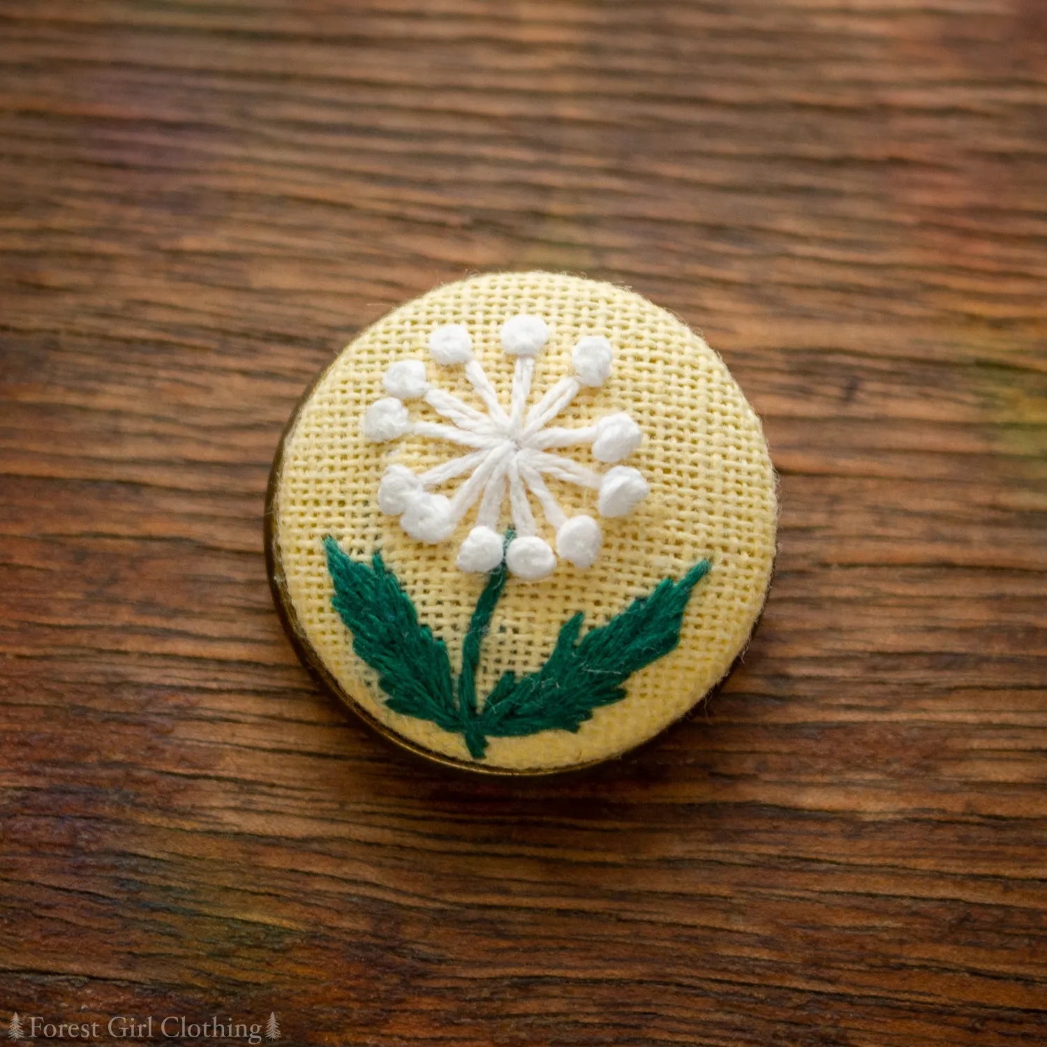 Dandelion Embroidered Pin