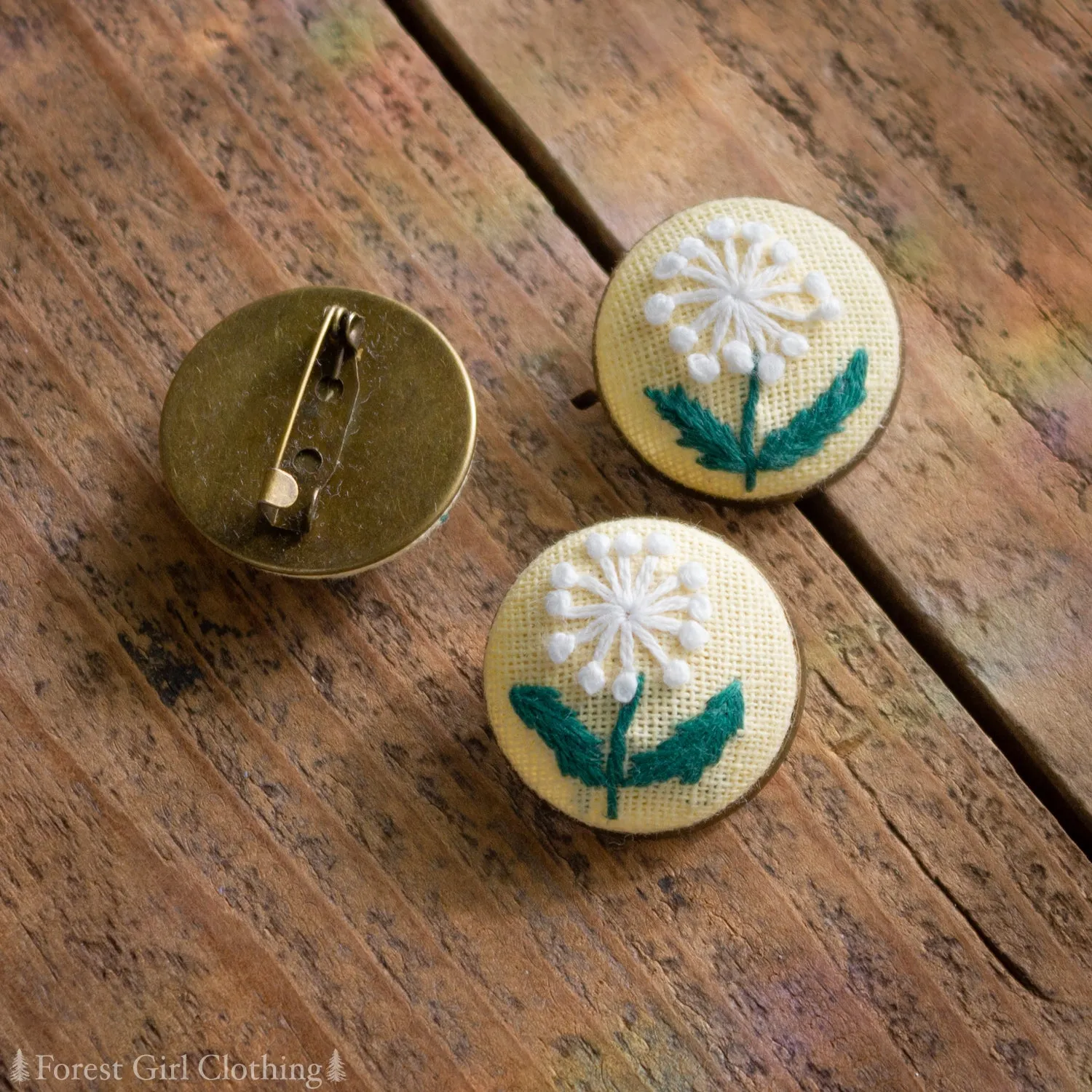 Dandelion Embroidered Pin