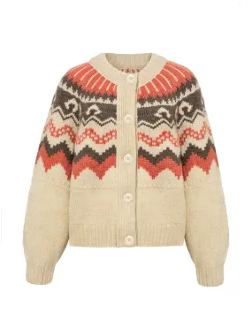 Ecru with shrimp and peat Fleetwood cardigan