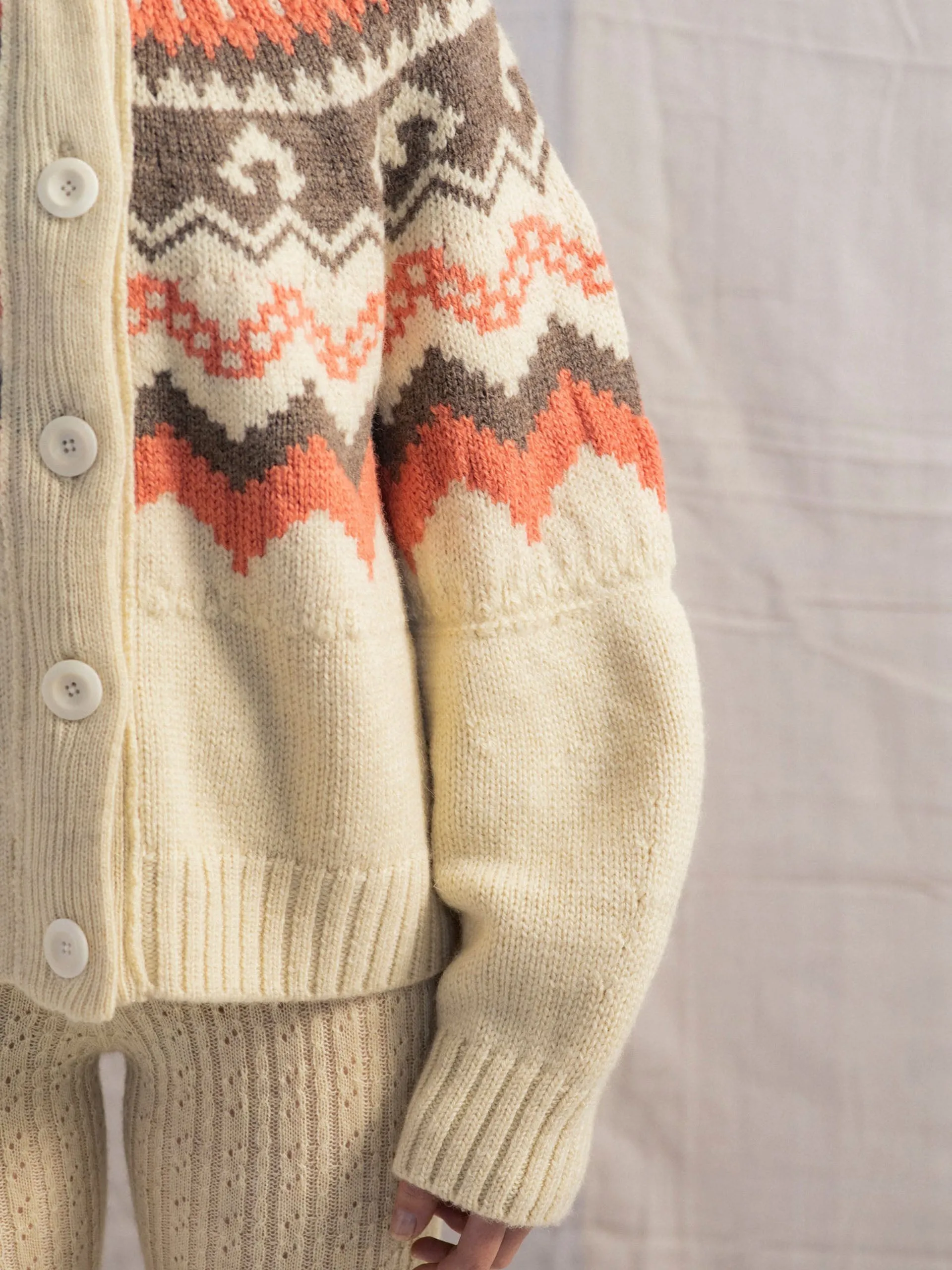 Ecru with shrimp and peat Fleetwood cardigan