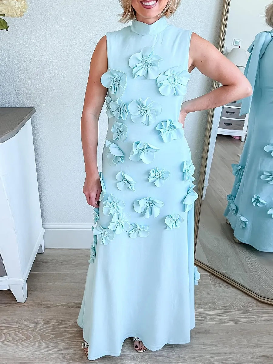 Elegant 3D Floral Design Dress