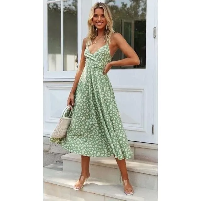 ELEGANT FLORAL MIDI DRESS