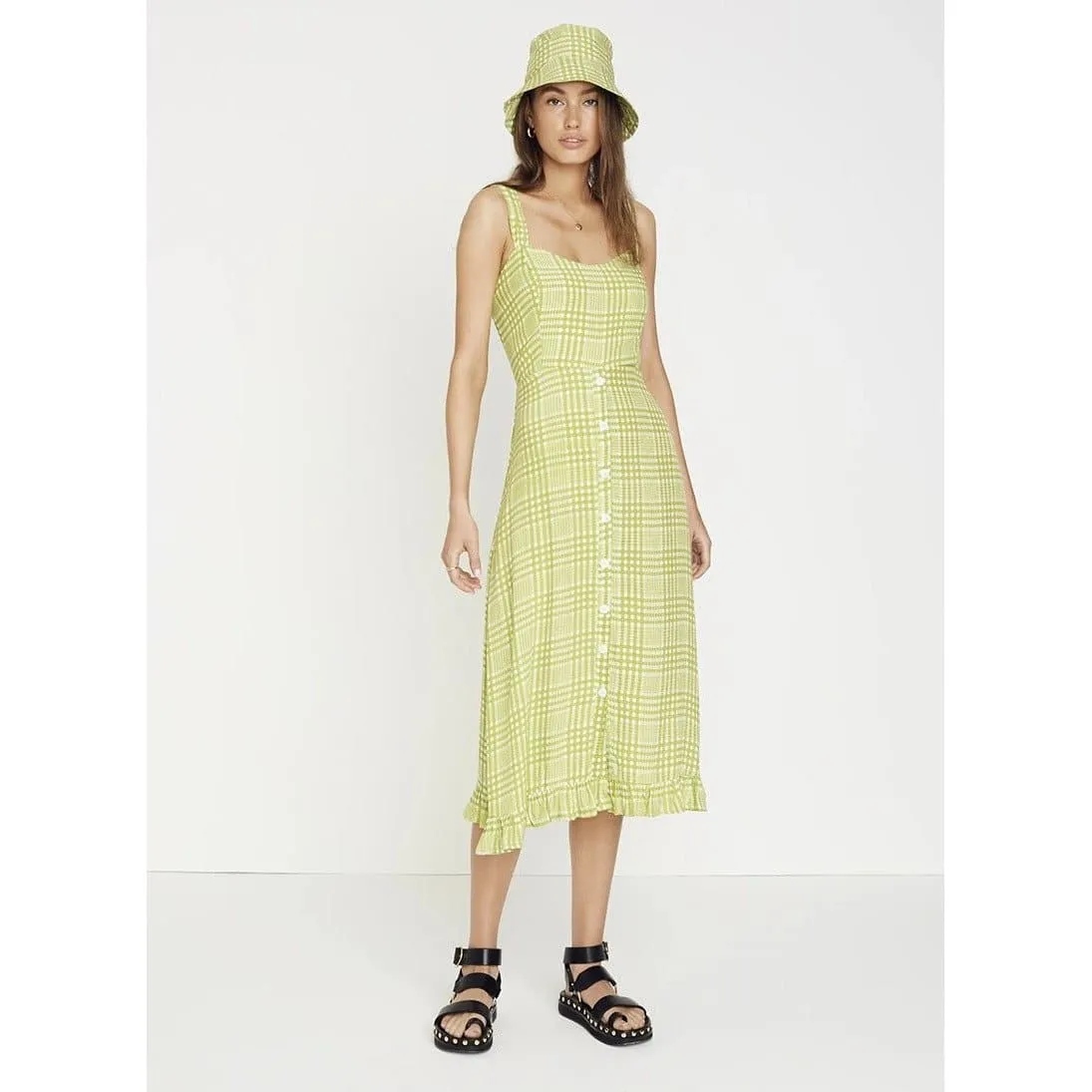 ELEGANT PLAID MIDI DRESS