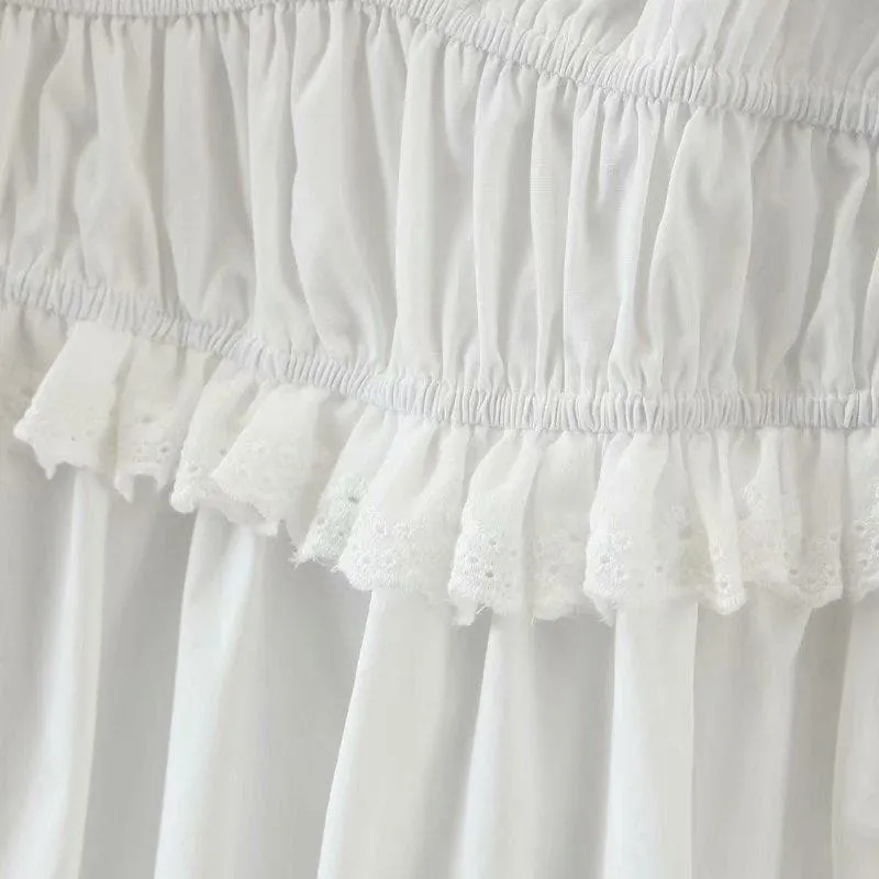 ELEGANT WHITE COTTON LACE MINI DRESS