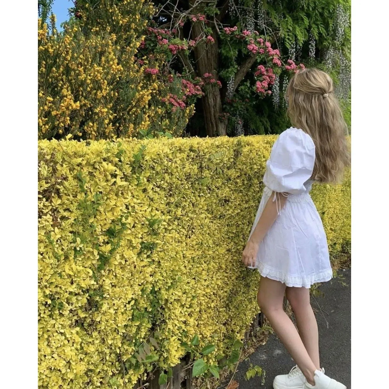 ELEGANT WHITE COTTON LACE MINI DRESS