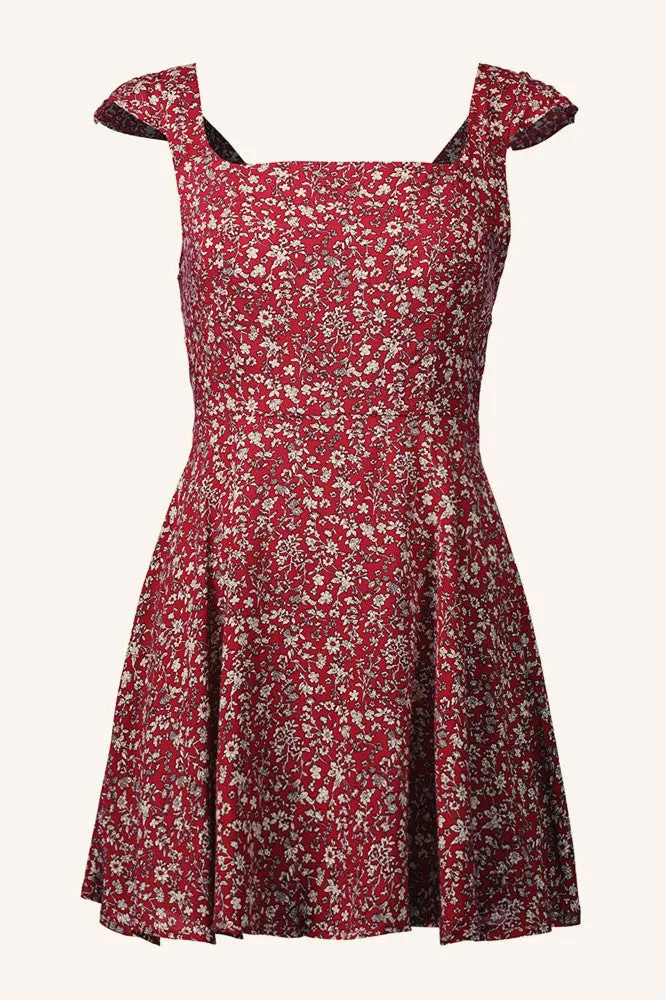 elveswallet Chic Back Hollow Out Floral Dress