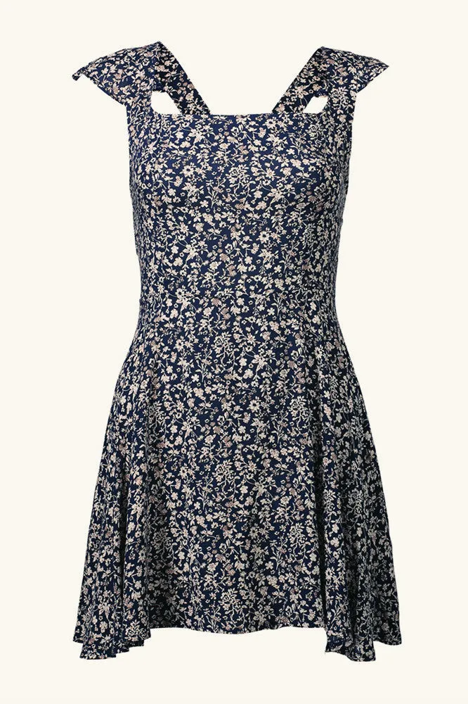 elveswallet Chic Back Hollow Out Floral Dress