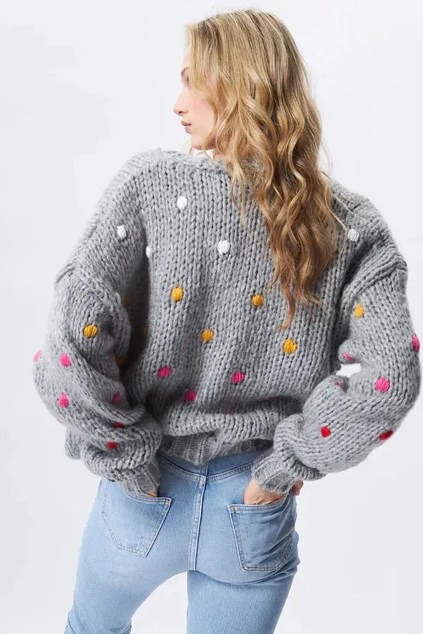 Embroidered Polka Dots Cardigan