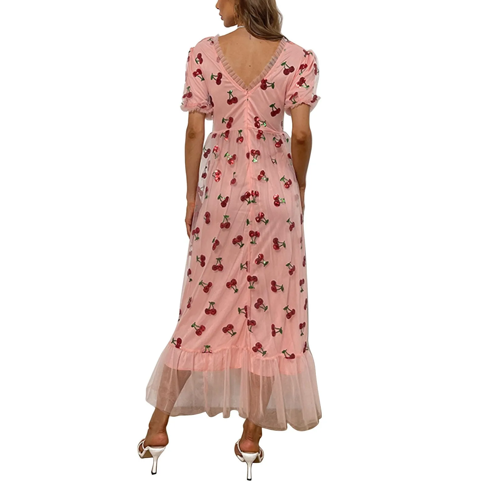 Embroidery Puff Sleeve Dress