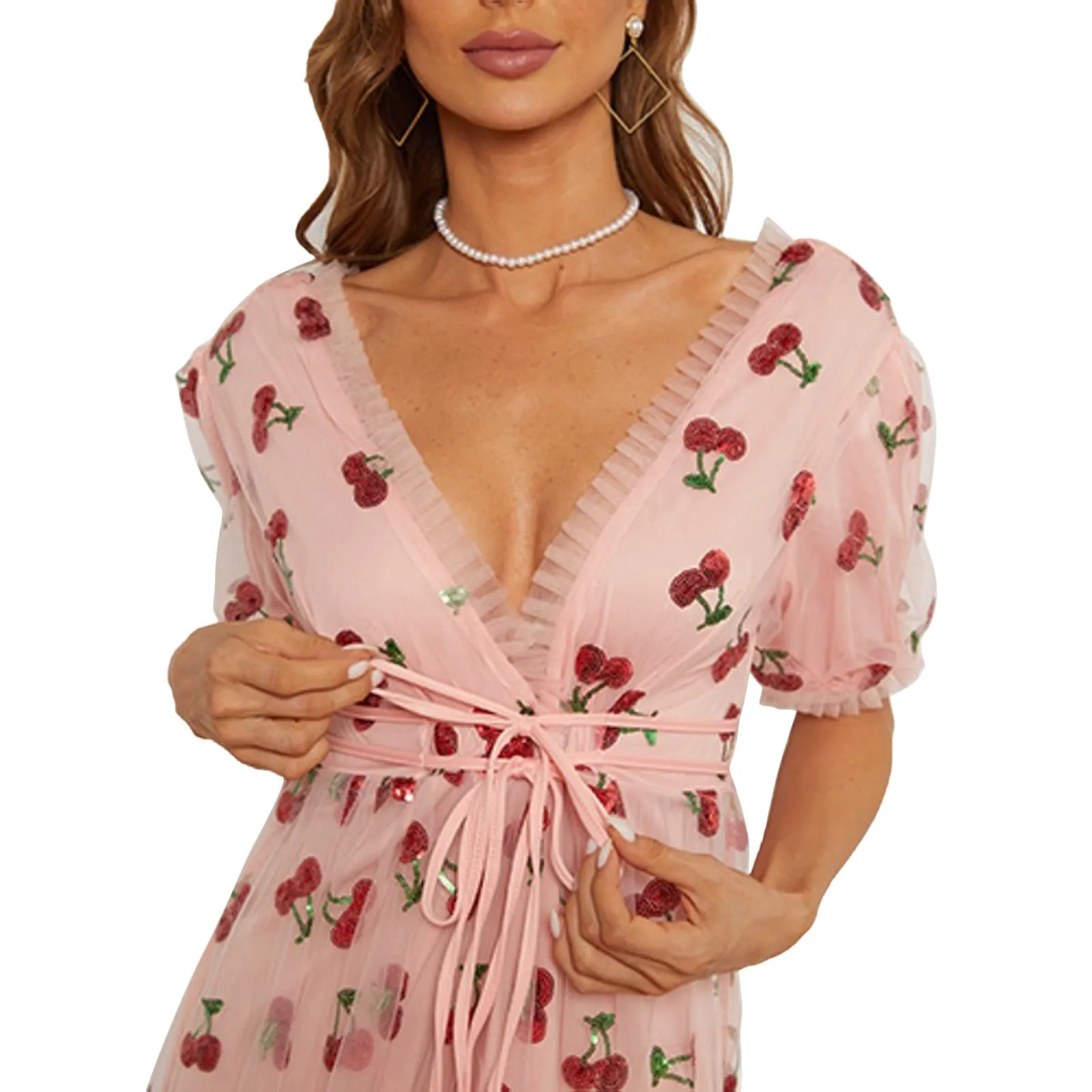 Embroidery Puff Sleeve Dress