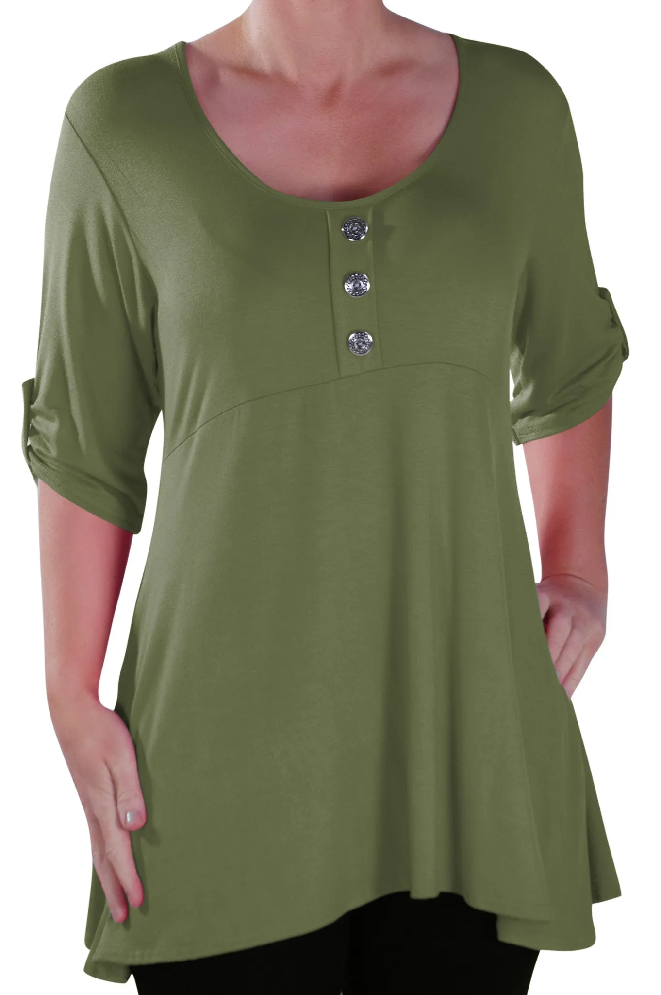 Eva Scoop Neck Plus Size Tunic Top