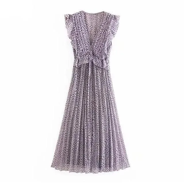 Fashion Pleated Ruffled Midi Dress