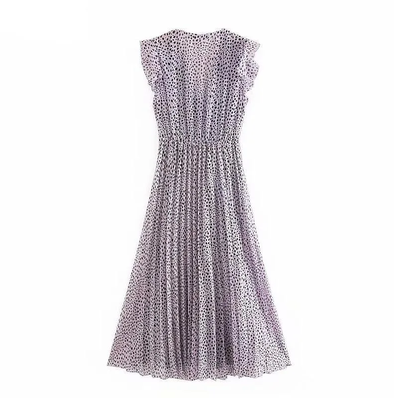 Fashion Pleated Ruffled Midi Dress