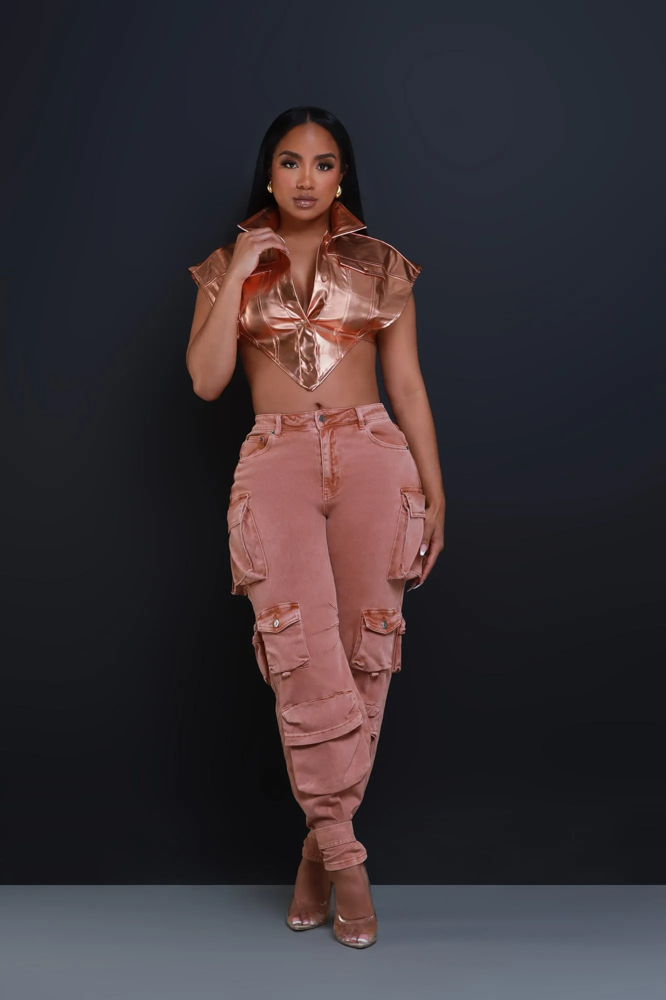 Fight Fire Denim Cargo Pants - Brick