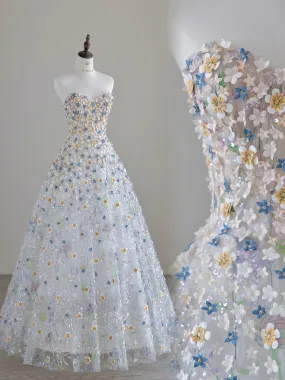 Floral Ball Gown Formal Prom Dress