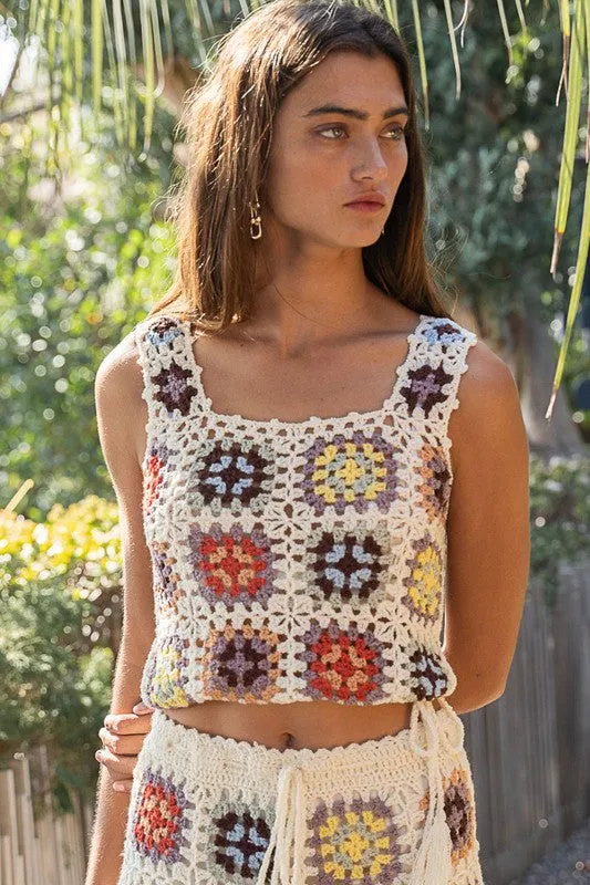 Floral Patchwork Fringe Skirt