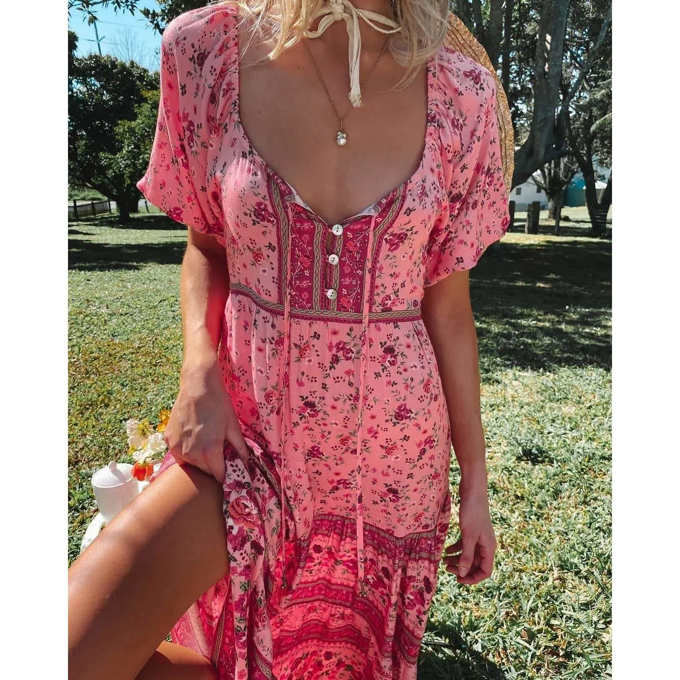 FLORAL PRINT MAXI DRESS