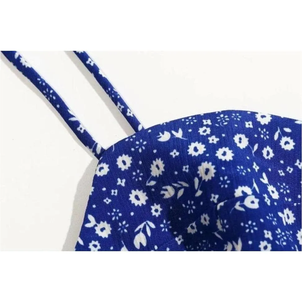 FLORAL SPAGHETTI STRAP BOHEMIAN MIDI DRESS