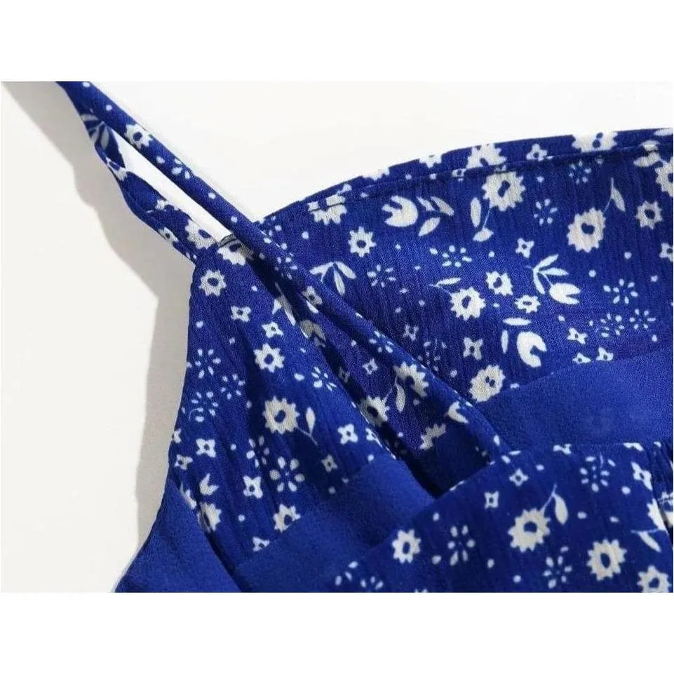 FLORAL SPAGHETTI STRAP BOHEMIAN MIDI DRESS