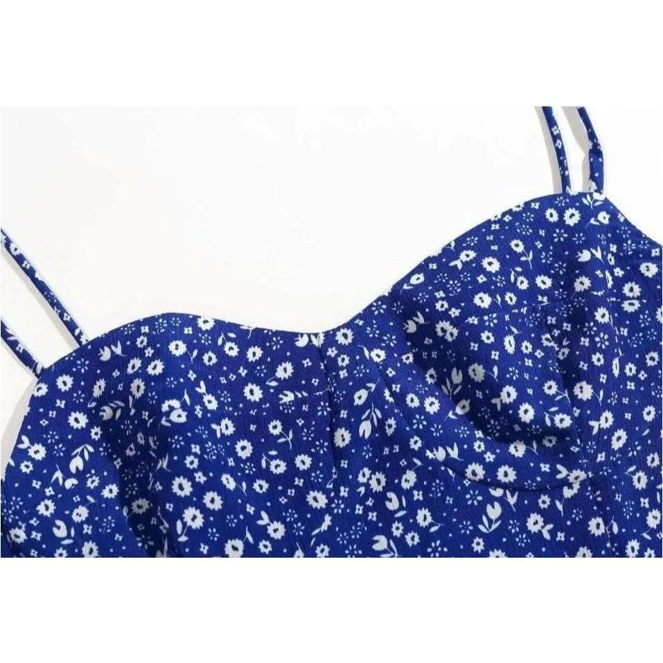 FLORAL SPAGHETTI STRAP BOHEMIAN MIDI DRESS