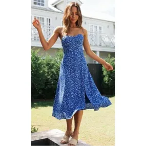 FLORAL SPAGHETTI STRAP BOHEMIAN MIDI DRESS