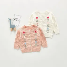 Flower Embroidered Knitted Cardigan