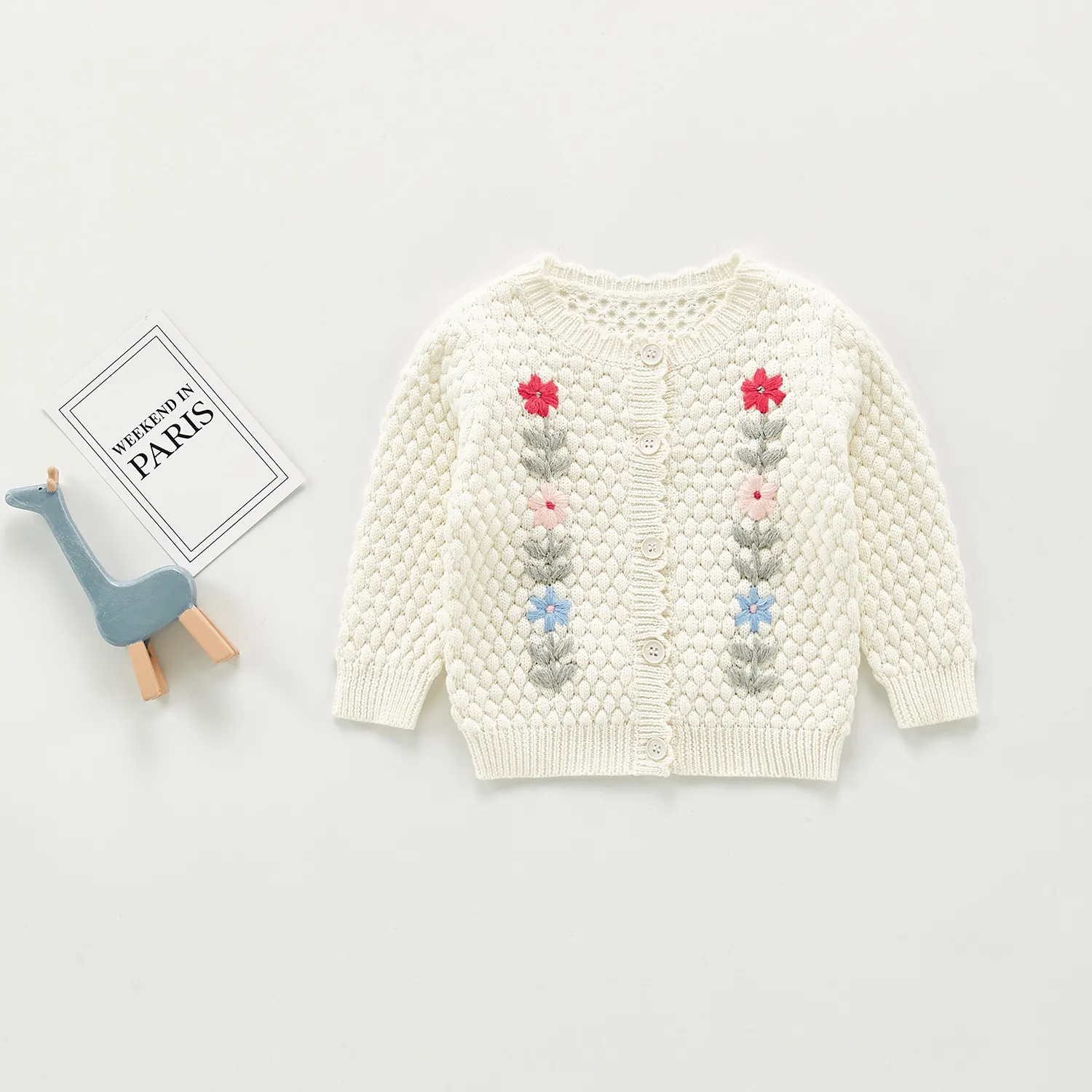 Flower Embroidered Knitted Cardigan