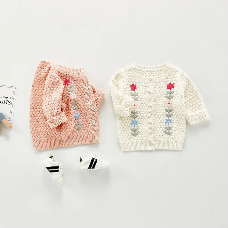 Flower Embroidered Knitted Cardigan