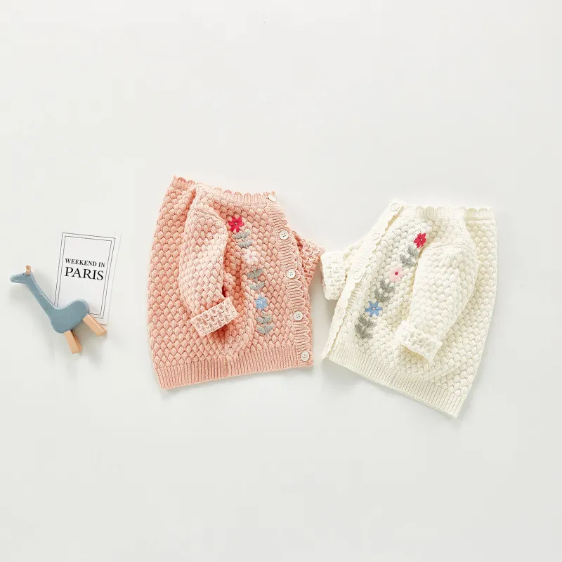 Flower Embroidered Knitted Cardigan