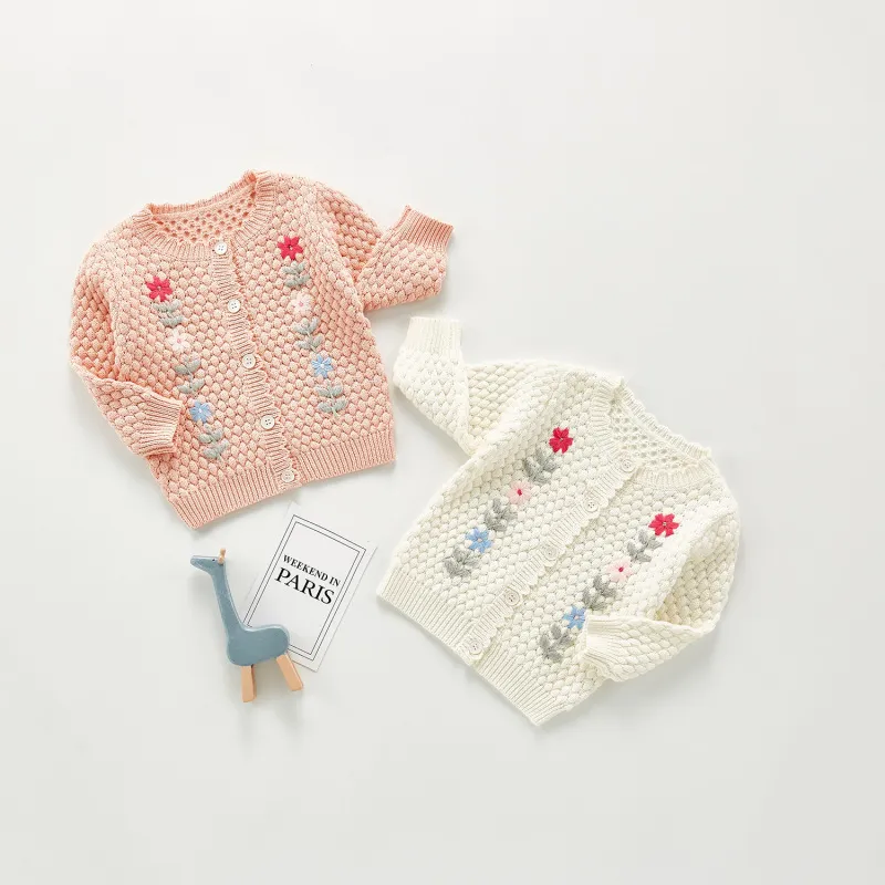 Flower Embroidered Knitted Cardigan