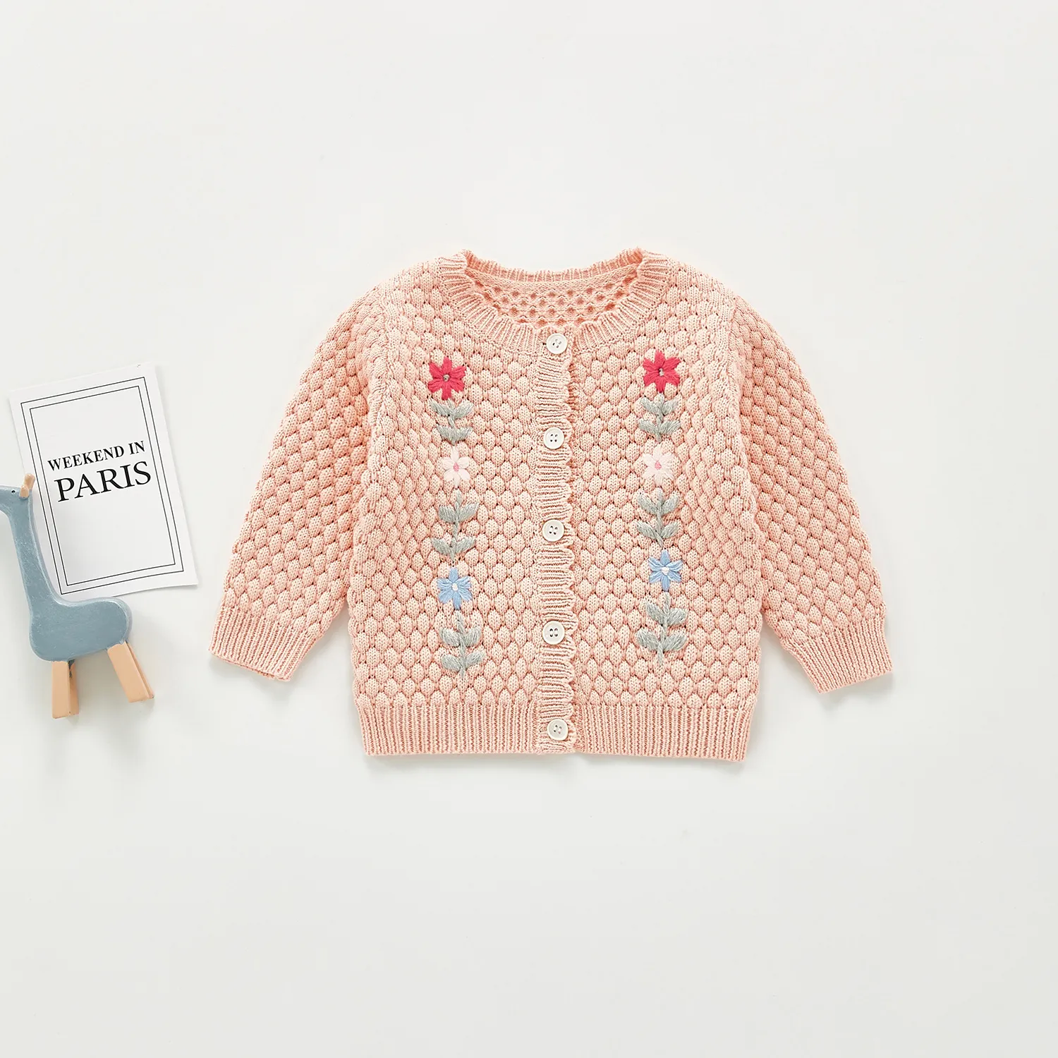 Flower Embroidered Knitted Cardigan