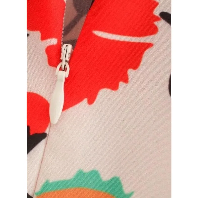 Flower Pleated Midi Dress