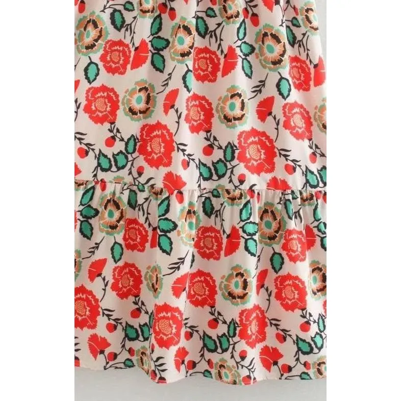 Flower Pleated Midi Dress