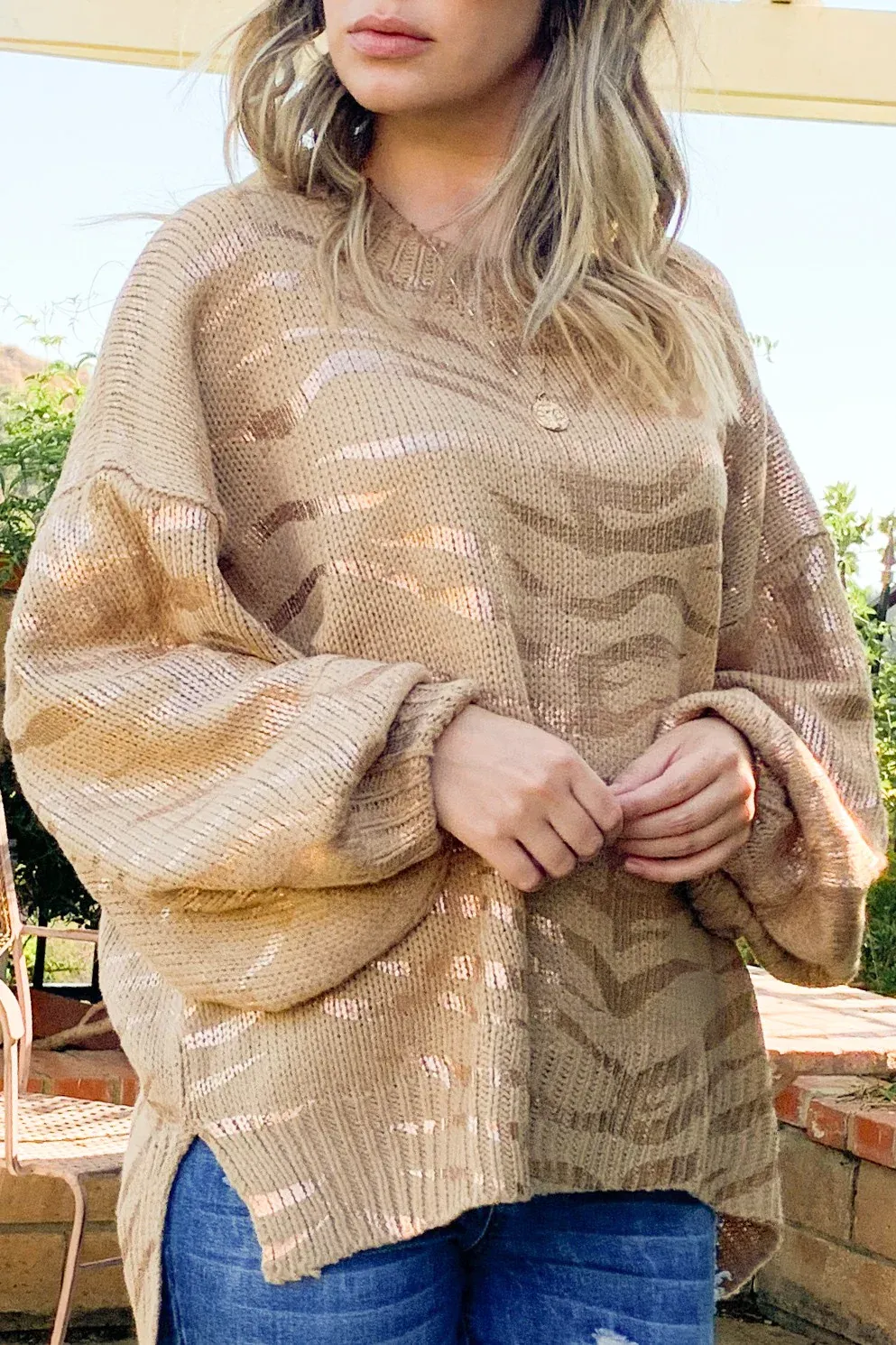 FOIL TIGER STRIPED SWEATER