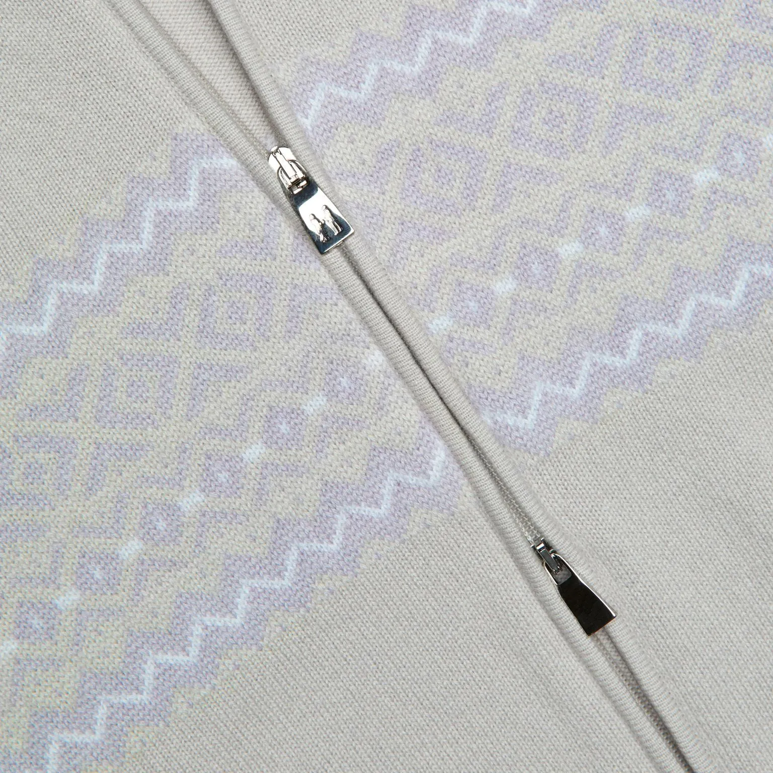 Full Zip Cash Fairisle Cardigan Tan