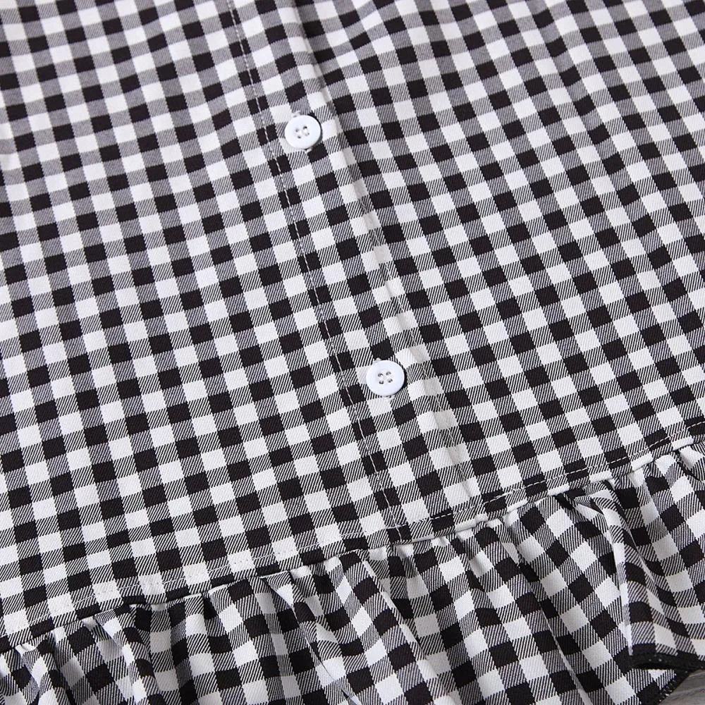 Girls Bow Long Sleeve Plaid Casual Dress Girls Dress Wholesale